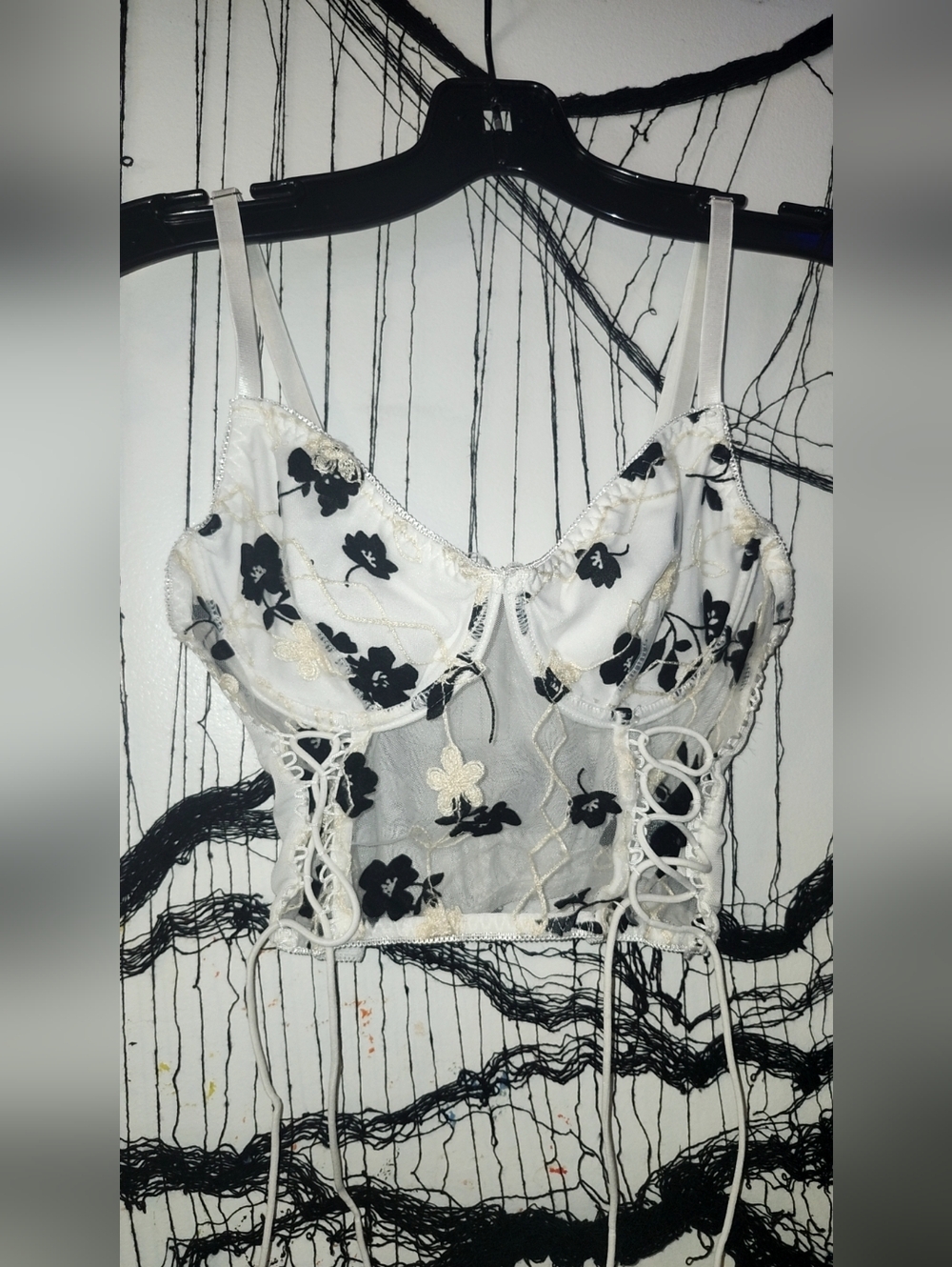 ✨️White Floral Lace-Up Corset Camisole✨️